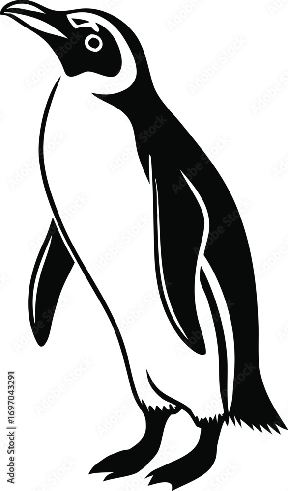 Fototapeta premium Penguin Silhouettes Vector, Cute Penguin Outline Illustration, Antarctic Bird Silhouette Design, Minimal Waddling Penguin Graphic