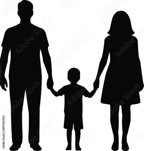 Silhouette of a Family Holding Hands – Father, Mother, and ChildSilhouette of a Family Holding Hands – Father, Mother, and Child