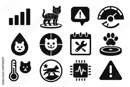 Warning error activity health node bar tolerance spectrum icon pet recharge vector