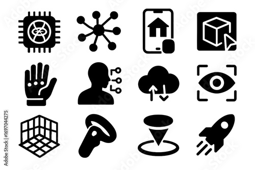 Virtual network glove labs vector spatial machine tutor point booster ai icon