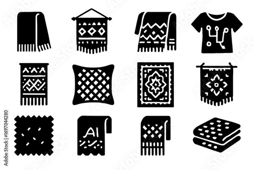 Textile vector upholstery garment pattern woven ai icon blanket folded patterned