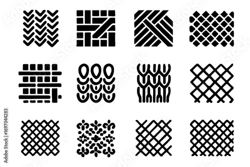 Thread textile vector jacquard lace structure ai weave texture grid pattern icon
