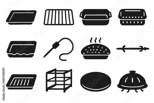 Crumb accessories tray skewer smart vector drip rack icon oven insert pan