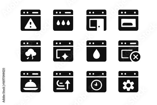Vector warning expiration smart food cleaning firmware oven required icon undercooked ready