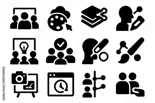 Voting collaborative team history icon annotation system ai tool shared vector layer