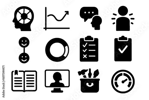 Icon resilience progress exercise health check behavior mental session coping vector breathing