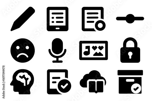 Icons sync journal timeline memory guided journaling private box icon therapy vector