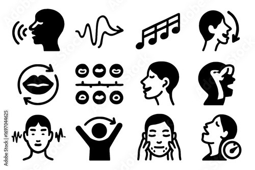 Ease up warm vector alignment lip vocal stretch icon vibration breath wave