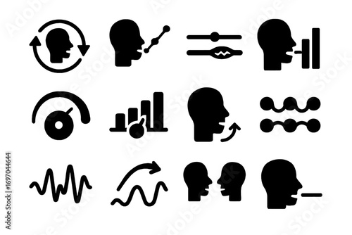 Stress graph wave strength pacing tracker pronunciation training articulation vector icon speech