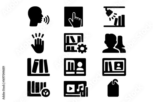 Panel bookshelf synchronized vector personalized pad wave smart motion icons screen icon