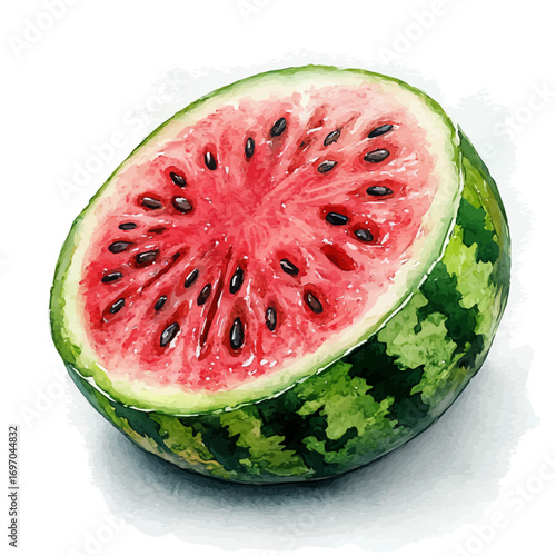 watercolor of Watermelon, vector, isolated on a white background.