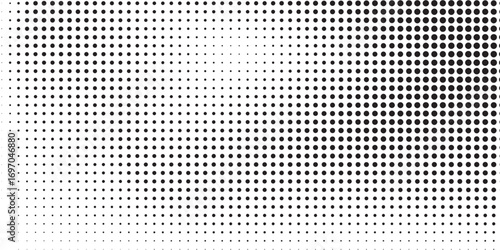 Halftone gradient. Dotted gradient, smooth dots spraying and halftones dot background seamless horizontal geometric pattern vector template set modern circle background cover, header, business