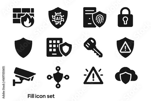 Detector cyber shield icon control vector security module ai server panel