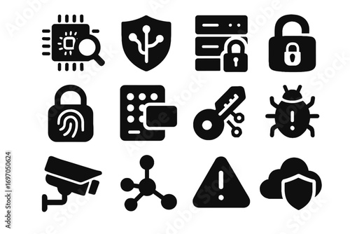 Alert biometric security encrypted icons icon ai panel scanner control shield threat