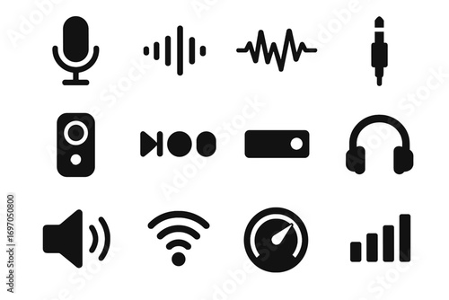 Icon voice icons vector jack graph scanner speaker frequency buttons waves indicator
