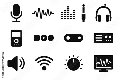 Indicator futuristic icons vector jack icon graph headphone analyzer device audio waves