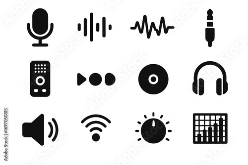 Icon indicator voice wireless digital recording control signal audio device vector input