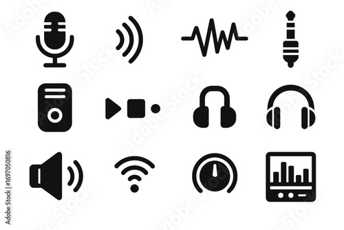 Icon module analyzer vector microphone futuristic indicator sound audio icons frequency jack