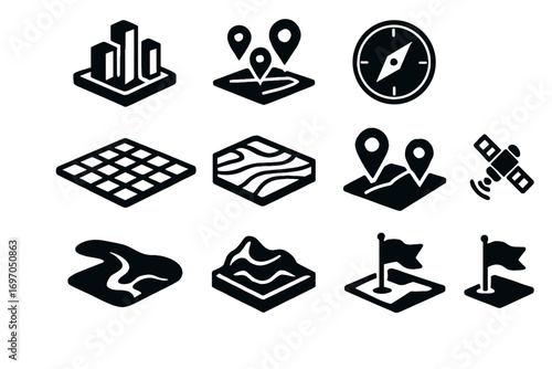 Marker pins vector overlay icon holographic virtual map interactive navigation