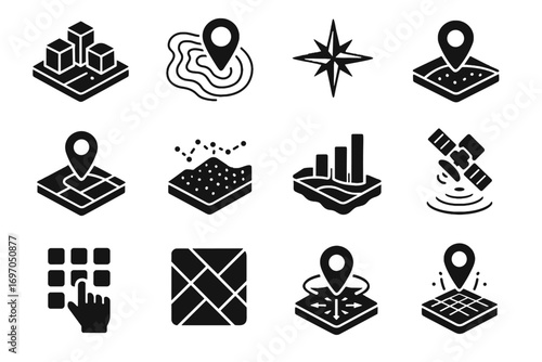 Icon icons digital holographic location navigation vector indicators imagery lines interactive satellite