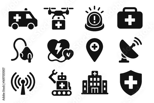 Button icon defibrillator call building vector robot emergency radio emer mask