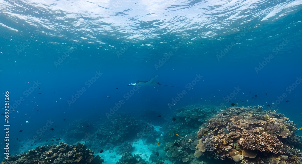 Fototapeta premium Sapphire ocean depths in a vast marine environment.