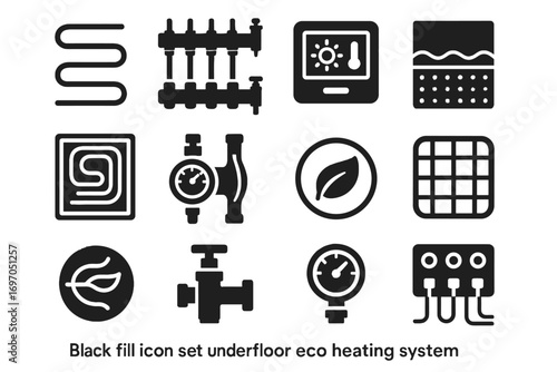 Heating vent vector manifold efficiency thermostat icon pump display installation eco system