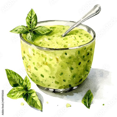 watercolor of Tapioca Pudding, vector, isolated on a white background.