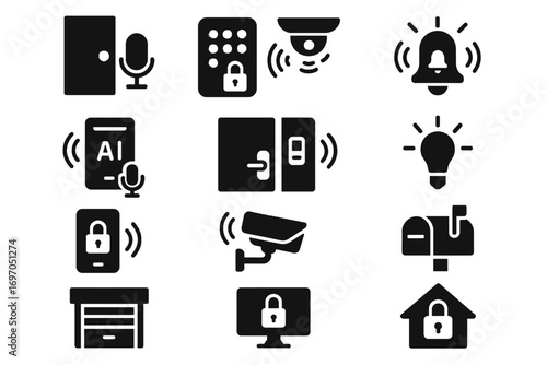 Mailbox security light vector detection ai icon home voice house microphone smart