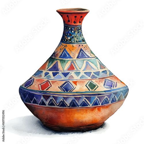 Tagine, watercolor vector, isolated on a white background.