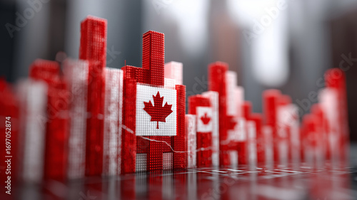 Vivid red and white bar chart showcasing Canadian pride with flags