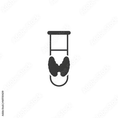 Minimalist Thyroid Gland Icon with Test Tube Motif