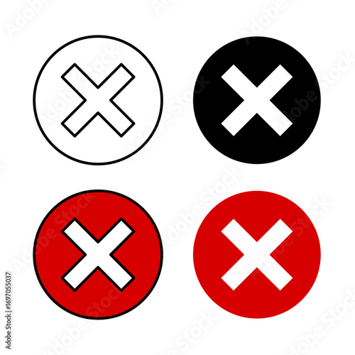 Close Icon . in stroke, black and colored vectors collection isolated on white background.