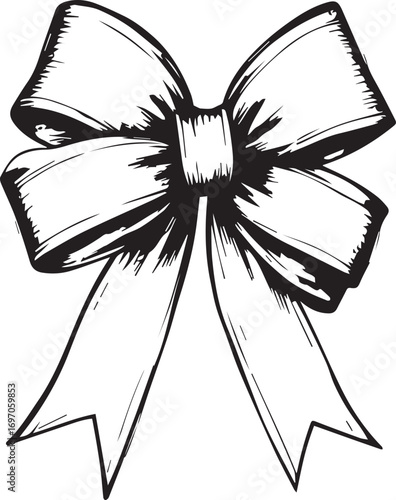 Elegant Bow Silhouette: A beautifully crafted bow design with bold lines, perfect for adding a touch of sophistication to any project.