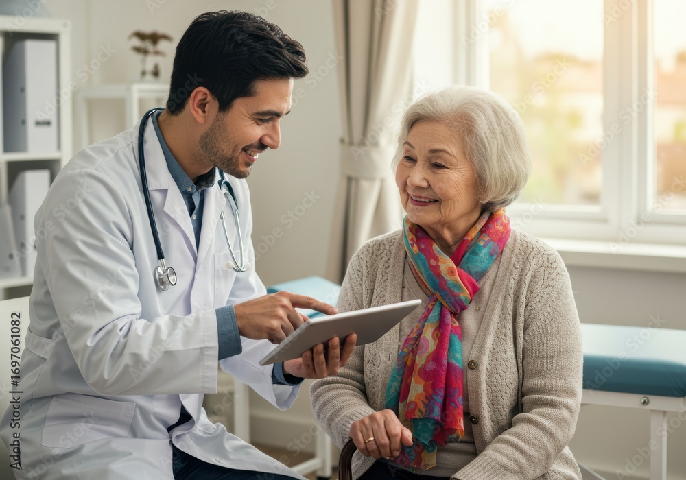 Obraz premium Doctor consulting with an elderly patient