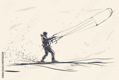 Young agile Indian man cricket player hitting the ball precisely in a modern graphic illustration created with a single continuous line drawing, representing sport exercise concept, perfect for