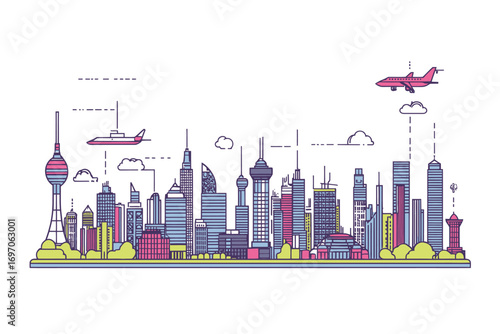 Palermo, Italy, is depicted in a single line drawing that showcases its historical skyscraper landscape, a popular holiday destination that makes for a great home wall decor poster featuring a trendy