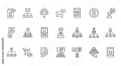 Vector Icons Set of Business Management and Corporate Structure Line Icon Set. EPS Editable