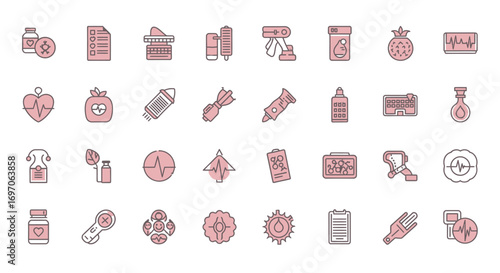 Vector Icons Set of Comprehensive set of line and color icons for crisis danger and social issues. EPS Editable