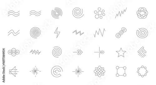 Vector Icons Set of Hand drawn abstract doodle shapes collection of sketchy line art icons and symbols. EPS Editable