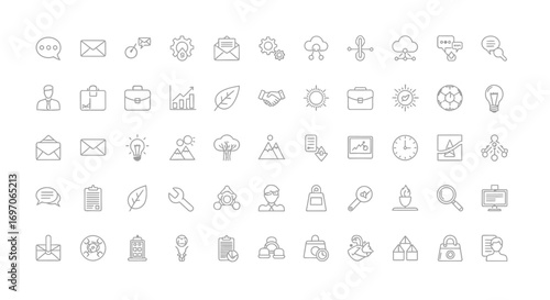 Vector Icons Set of Hand drawn thin line icon set for business technology and communication. EPS Editable