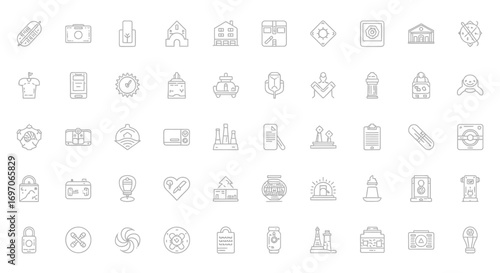 Vector Icons Set of Simple outline vector icons collection for user interface design. EPS Editable