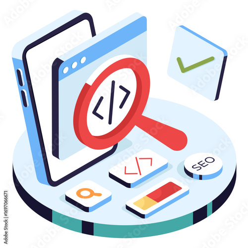 Unique design icon of coding analysis