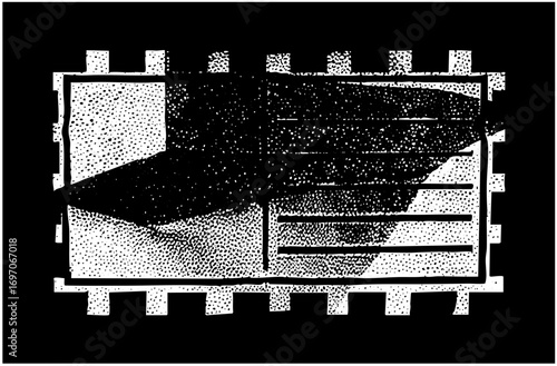 Vector Industrial facility cross-section depicts internal structure and machinery.