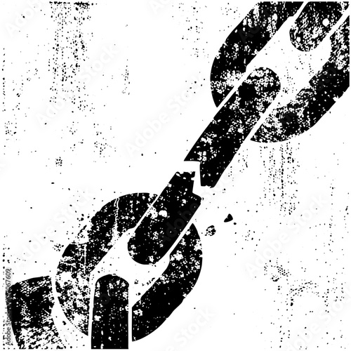 Vector Distressed black chain with a broken connection.