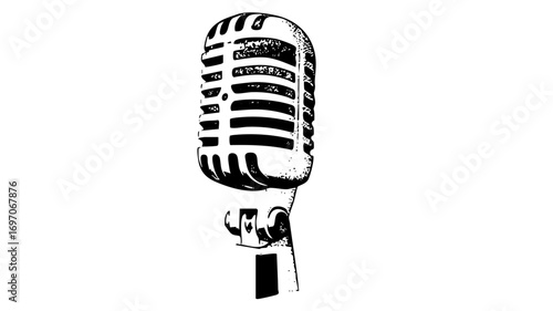 Vector Vintage microphone held by a hand.