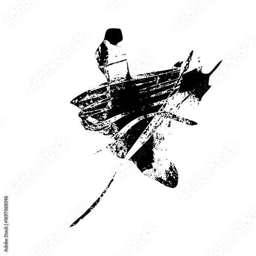 Vector Silhouette of a rower in a traditional boat.