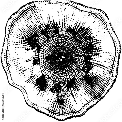 Vector Detailed botanical cross-section of a plant stem.