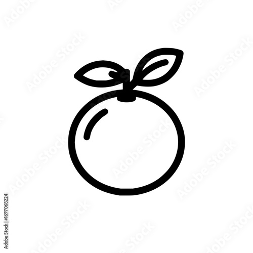 Orange fruit vector icon illustration fresh citrus fruit with leaves healthy food and vitamin c concept
