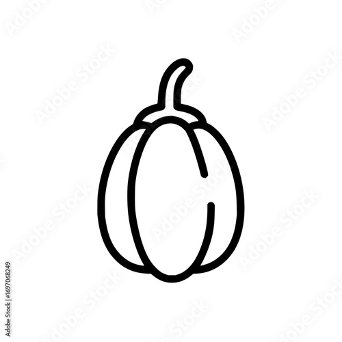 Vector graphic of a bell pepper icon, vegetable illustration, healthy food, cooking ingredient, simple outline design